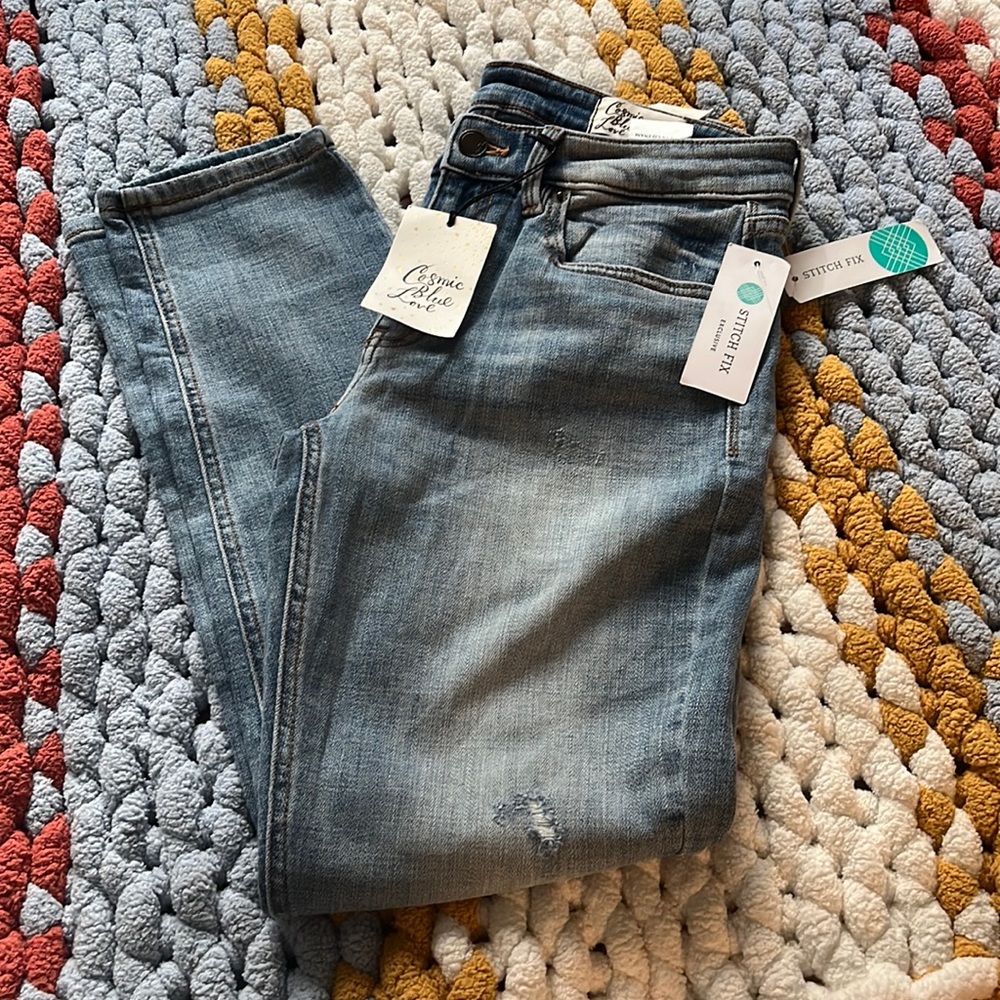 Cosmic Blue Love Adrienne boyfriend distressed jean
